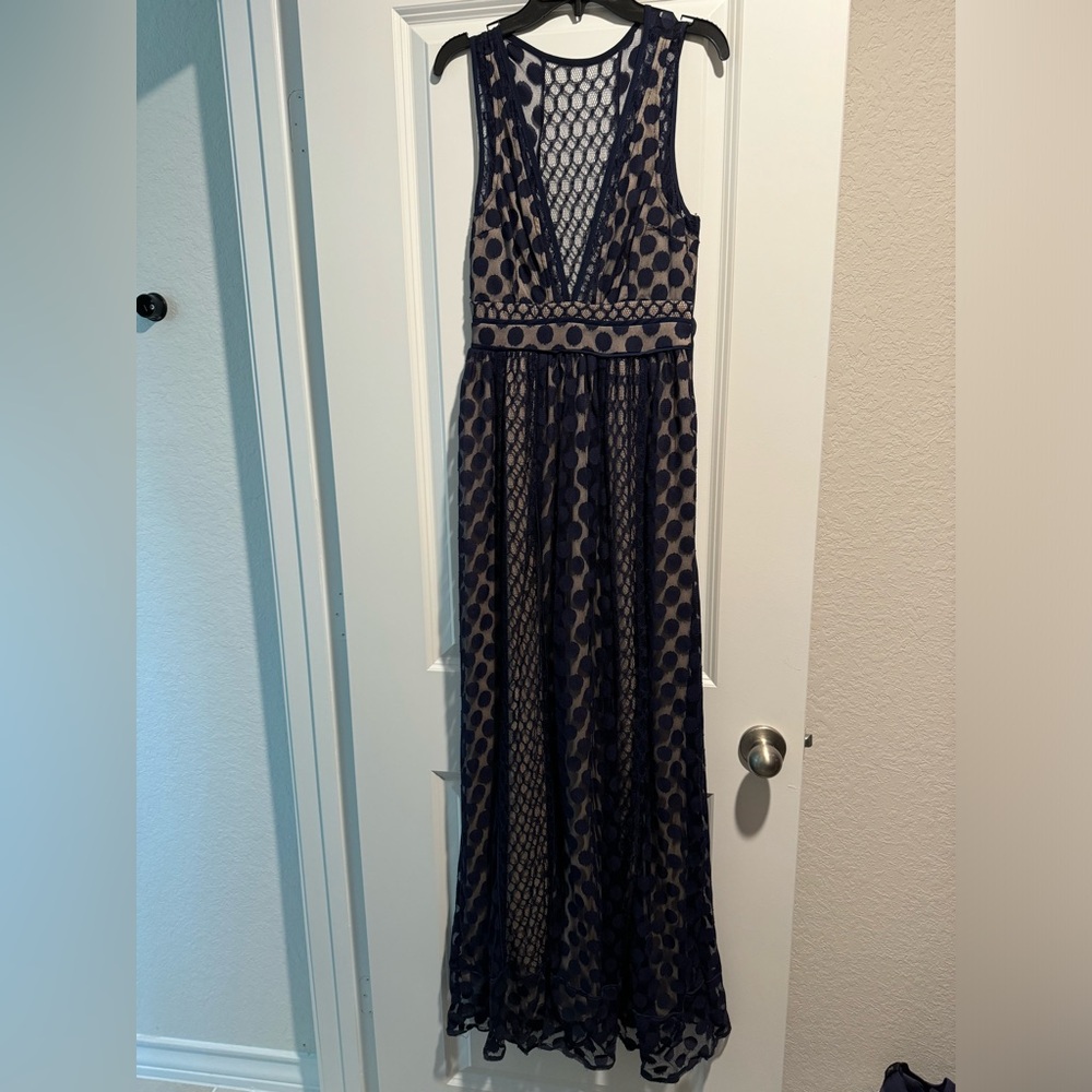 MANIJI lace like dress in navy
